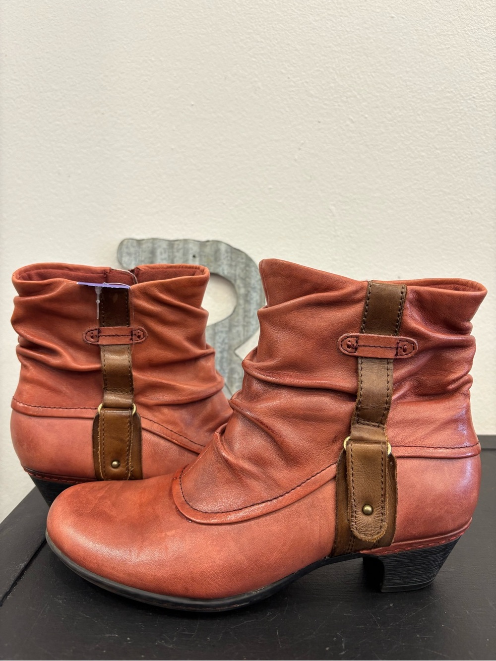 Cobb Hill by New Balance Rust Ankle Boots with Brown Strap